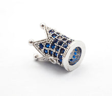 Load image into Gallery viewer, CZ Micro Pave King Crown Spacer Beads, Sapphire Blue Crown Beads,Men's Women's Jewelry Making, 10x8mm, Sku#G411
