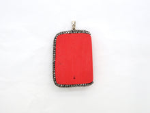 Load image into Gallery viewer, Large Pave Red Coral Buddha Pendant, Pave Crystal Rhinestone Encrusted Buddha Pendant,37x52x10mm,sku#V20