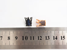Load image into Gallery viewer, CZ Micro Pave King Crown Spacer Beads, Sapphire Blue Crown Beads,Men's Women's Jewelry Making, 10x8mm, Sku#G411