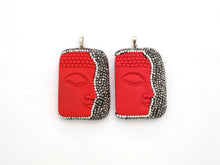 Load image into Gallery viewer, Large Pave Red Coral Buddha Pendant, Pave Crystal Rhinestone Encrusted Buddha Pendant,37x52x10mm,sku#V20
