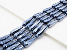 Load image into Gallery viewer, UNIQUE Silver Plated Black Onyx Faceted Teardrop Beads,10x30mm Gemstones Beads, Silver Black Teardrop Beads,15.5" Full Strand, SKU#S115