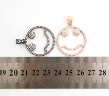 Load image into Gallery viewer, CZ Micro Pave Cute Face Round Pendant with bail, 30x27mm, Cubic Zirconia Round Pave Pendant Charm Beads, Pave Pendant, SKU#F500/F533