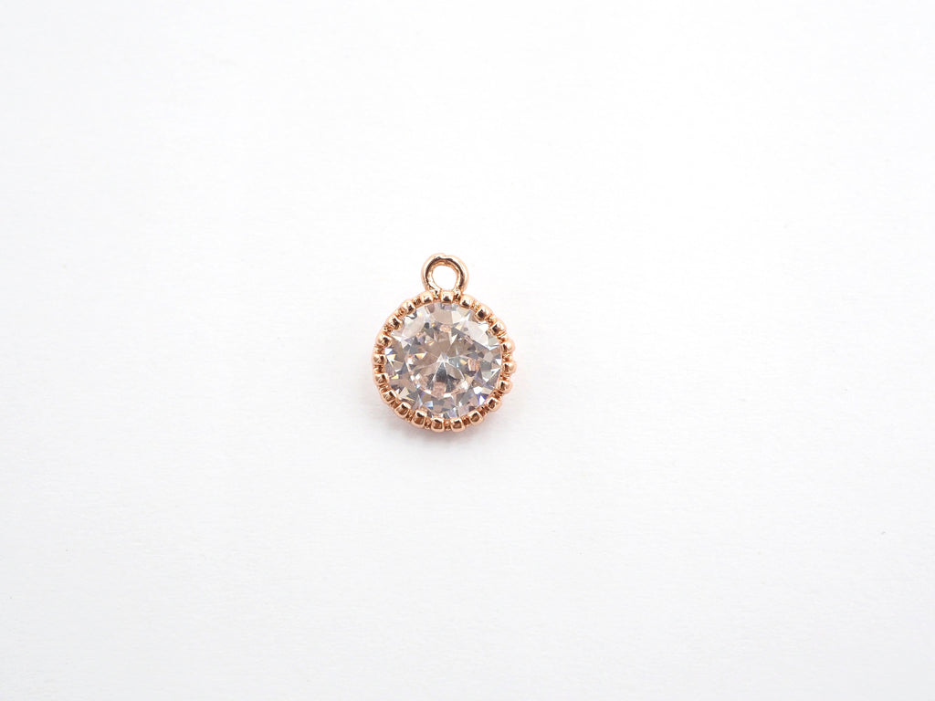 10mm Micro Pave Round Shaped Pendant with Big Clear CZ, Cubic Zirconia Pendant Charm,Black/Gold/Silver/Rose Gold, Bridal Jewelry, sku#B86