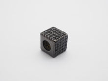 Load image into Gallery viewer, 7mm Black CZ Pave On Black Big Hole Cube Spacer Micro Pave Beads, Cubic Zirconia Cube Space Beads, SKU#C77