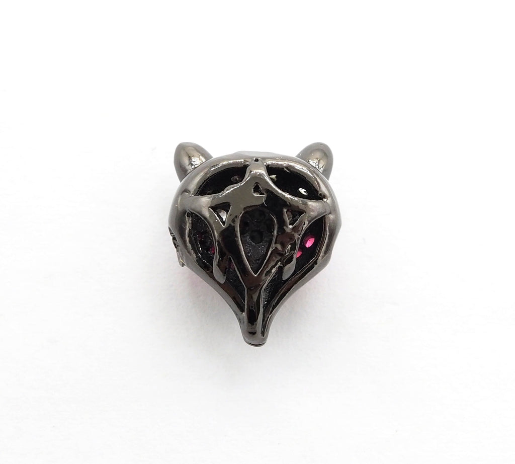 CZ Micro Pave Fuchsia Eye Fox Head Beads, Animal Beads, Cubic Zirconia Spacer Beads,11x13x7mm, sku#C88