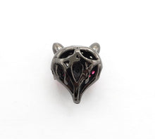 Load image into Gallery viewer, CZ Micro Pave Fuchsia Eye Fox Head Beads, Animal Beads, Cubic Zirconia Spacer Beads,11x13x7mm, sku#C88