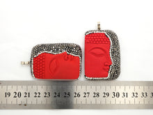 Load image into Gallery viewer, Large Pave Red Coral Buddha Pendant, Pave Crystal Rhinestone Encrusted Buddha Pendant,37x52x10mm,sku#V20