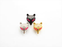 Load image into Gallery viewer, CZ Micro Pave Fuchsia Eye Fox Head Beads, Animal Beads, Cubic Zirconia Spacer Beads,11x13x7mm, sku#C88