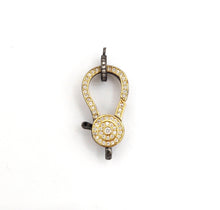 Load image into Gallery viewer, CZ Micro Pave Dual Color Lobster Claw Clasp/Link Connector, Pave Claw Clasp, Micro Pave Clasp, 14x27mm sku#H128