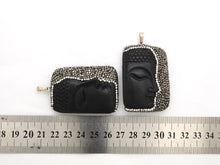Load image into Gallery viewer, Rare Large Size Black Obsidian Buddha Head Pendant, Pave Crystal Rhinestone Encrusted Buddha Pendant,37x52x10mm,sku#V21