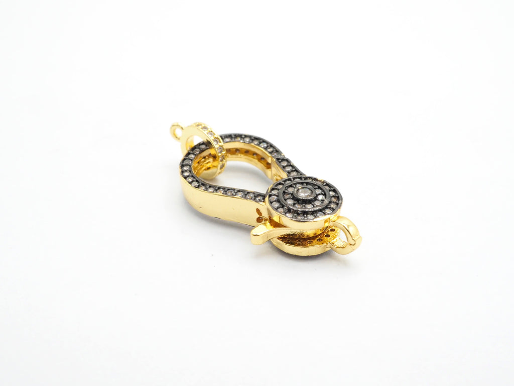 CZ Micro Pave Dual Color Lobster Claw Clasp/Link Connector, Pave Claw Clasp, Micro Pave Clasp, 14x27mm sku#H128