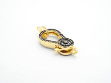 Load image into Gallery viewer, CZ Micro Pave Dual Color Lobster Claw Clasp/Link Connector, Pave Claw Clasp, Micro Pave Clasp, 14x27mm sku#H128