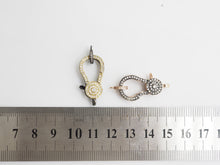 Load image into Gallery viewer, CZ Micro Pave Dual Color Lobster Claw Clasp/Link Connector, Pave Claw Clasp, Micro Pave Clasp, 14x27mm sku#H128