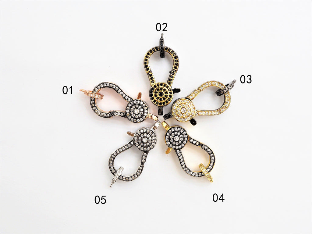 CZ Micro Pave Dual Color Lobster Claw Clasp/Link Connector, Pave Claw Clasp, Micro Pave Clasp, 14x27mm sku#H128