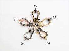 Load image into Gallery viewer, CZ Micro Pave Dual Color Lobster Claw Clasp/Link Connector, Pave Claw Clasp, Micro Pave Clasp, 14x27mm sku#H128