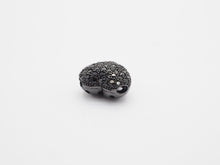 Load image into Gallery viewer, 15mm Black CZ Micro Pave Puffy Heart Beads, CZ Pave Heart Beads Charm, Cubic Zirconia Heart Space Beads, SKU#C78