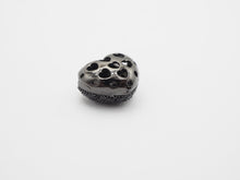 Load image into Gallery viewer, 15mm Black CZ Micro Pave Puffy Heart Beads, CZ Pave Heart Beads Charm, Cubic Zirconia Heart Space Beads, SKU#C78