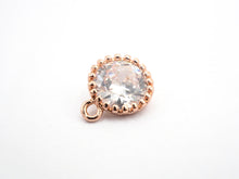 Load image into Gallery viewer, 10mm Micro Pave Round Shaped Pendant with Big Clear CZ, Cubic Zirconia Pendant Charm,Black/Gold/Silver/Rose Gold, Bridal Jewelry, sku#B86