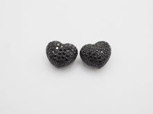 Load image into Gallery viewer, 15mm Black CZ Micro Pave Puffy Heart Beads, CZ Pave Heart Beads Charm, Cubic Zirconia Heart Space Beads, SKU#C78