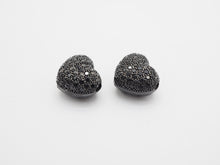 Load image into Gallery viewer, 15mm Black CZ Micro Pave Puffy Heart Beads, CZ Pave Heart Beads Charm, Cubic Zirconia Heart Space Beads, SKU#C78