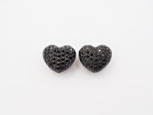 Load image into Gallery viewer, 15mm Black CZ Micro Pave Puffy Heart Beads, CZ Pave Heart Beads Charm, Cubic Zirconia Heart Space Beads, SKU#C78