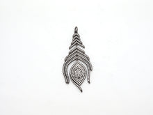 Load image into Gallery viewer, Large CZ Micro Pave Black Feather Pendant with  Evil Eye Beads,Cubic Zirconia pave Charm, Focal Pendant, 27x59mm,sku#F526