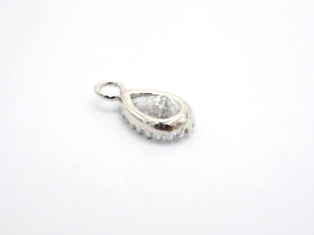 Teardrop Shape Pendant with Big Clear CZ, Cubic Zirconia Pendant Charm,Gold/Silver, Bridal Jewelry Findings, 6x11mm/12x17mm, sku#B87