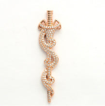 Load image into Gallery viewer, CZ Micro Pave Animal Inspired Sword Pendant, Cubic Zirconia Sword Large Pendant/Charm 13x50mm,sku#F551