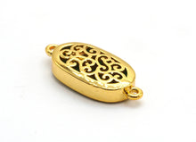 Load image into Gallery viewer, Mystic Druzy Drusy Oval Connector Beads, Bezel Druzy Charm, Gold/Silver finish,Gold/Black/White Opal/ Cobalt Blue,9x20mm,SKU#V26