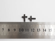 Load image into Gallery viewer, Black CZ Micro Pave On Black Cross Spacer Beads, Cubic Zirconia Cross Space Beads, Cross Charm, 10x13x4mm, SKU#C79