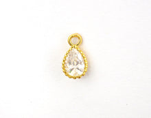 Load image into Gallery viewer, Teardrop Shape Pendant with Big Clear CZ, Cubic Zirconia Pendant Charm,Gold/Silver, Bridal Jewelry Findings, 6x11mm/12x17mm, sku#B87