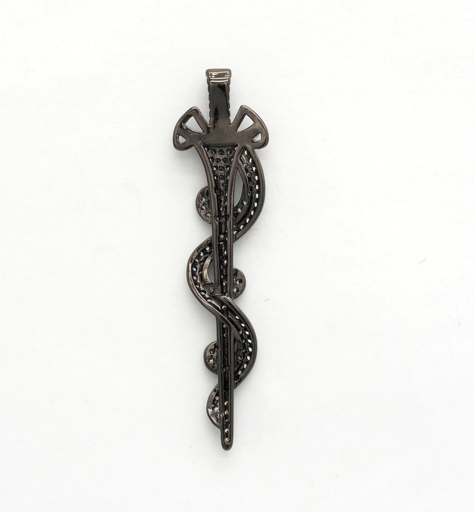CZ Micro Pave Animal Inspired Sword Pendant, Cubic Zirconia Sword Large Pendant/Charm 13x50mm,sku#F551