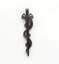 Load image into Gallery viewer, CZ Micro Pave Animal Inspired Sword Pendant, Cubic Zirconia Sword Large Pendant/Charm 13x50mm,sku#F551