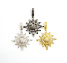 Load image into Gallery viewer, 3D CZ Micro Pave North Star Emblem Pendant/Charm,Cubic Zirco
