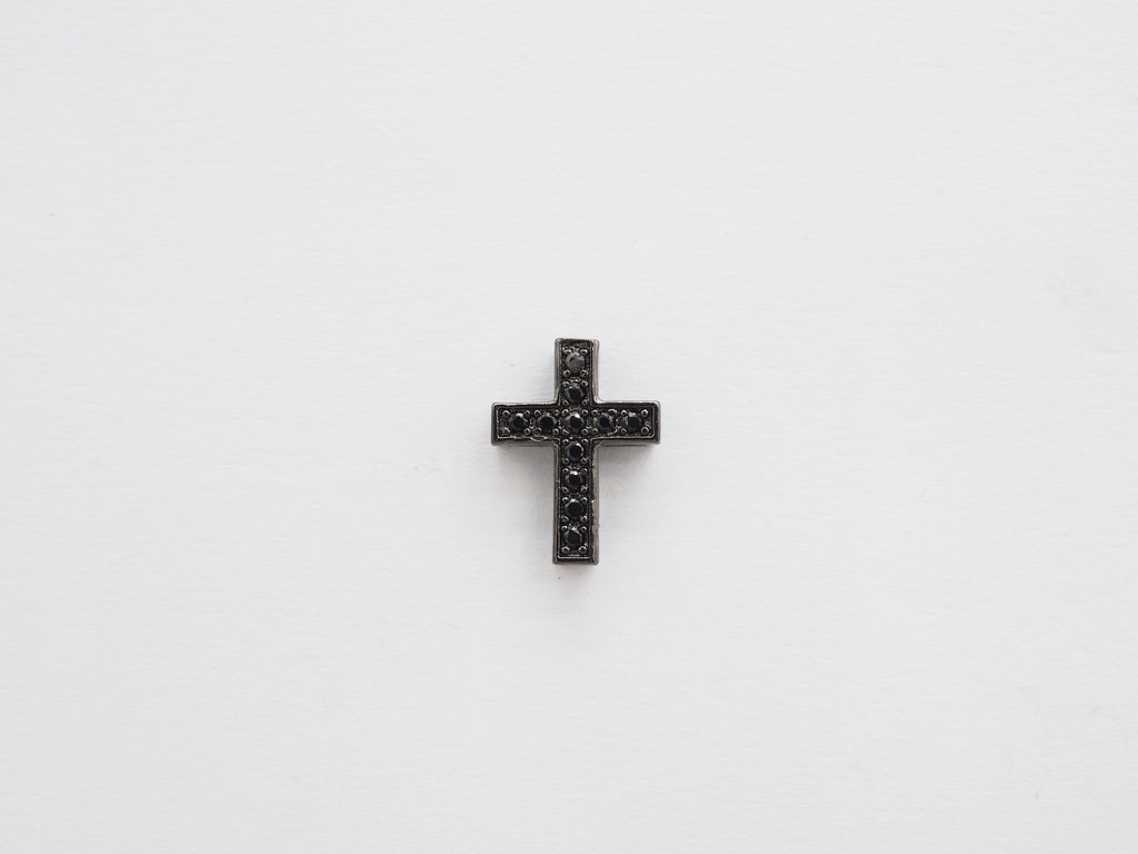 Black CZ Micro Pave On Black Cross Spacer Beads, Cubic Zirconia Cross Space Beads, Cross Charm, 10x13x4mm, SKU#C79