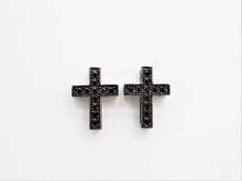 Load image into Gallery viewer, Black CZ Micro Pave On Black Cross Spacer Beads, Cubic Zirconia Cross Space Beads, Cross Charm, 10x13x4mm, SKU#C79