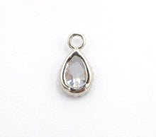 Load image into Gallery viewer, Teardrop Shape Pendant with Big Clear CZ, Cubic Zirconia Pendant Charm,Gold/Silver, Bridal Jewelry Findings, 6x11mm/12x17mm, sku#B87