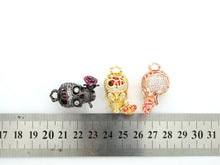 Load image into Gallery viewer, 3D CZ Micro Pave Skull with Rose flower Moving Ball Pendant,Cubic Zirconia Skull Charm, Black/Silver/Rose gold/Gold Pendant,30x20mm,sku#F527