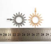 Load image into Gallery viewer, CZ Micro Pave Hollow out Star/Sun Pendant/Charm,Cubic Zirconia Paved Charm, Necklace Bracelet Charm Pendant, 33x36mm,sku#F503