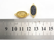 Load image into Gallery viewer, Mystic Druzy Drusy Oval Connector Beads, Bezel Druzy Charm, Gold/Silver finish,Gold/Black/White Opal/ Cobalt Blue,9x20mm,SKU#V26
