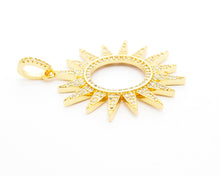 Load image into Gallery viewer, CZ Micro Pave Hollow out Star/Sun Pendant/Charm,Cubic Zirconia Paved Charm, Necklace Bracelet Charm Pendant, 33x36mm,sku#F503