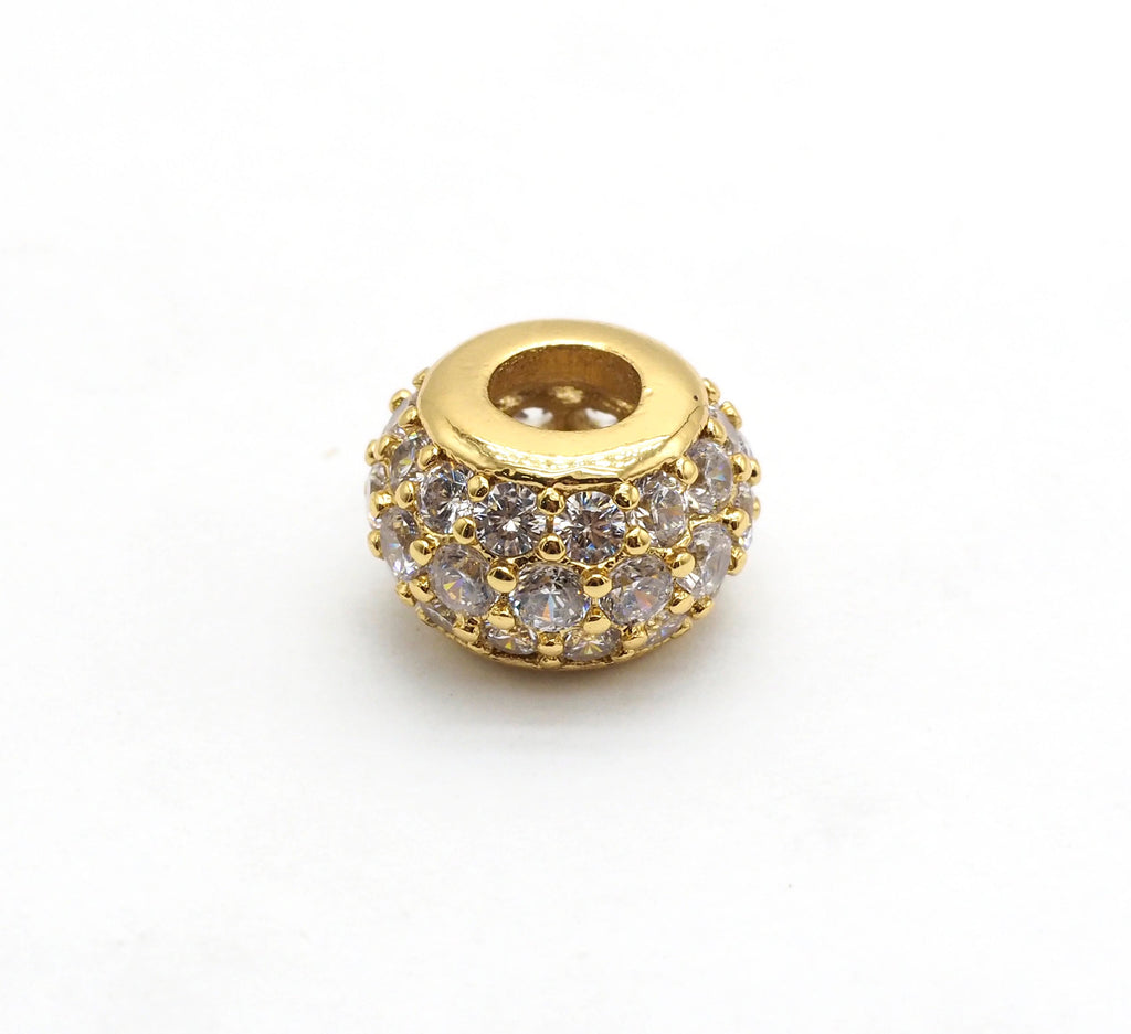 CZ Micro Pave Large Hole Rondelle Beads, Cubic Zirconia Pave Beads, 6mm/8mm/10mm Shamballa Ball beads, CZ Space Beads,sku#G412