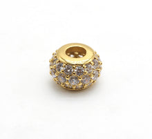 Load image into Gallery viewer, CZ Micro Pave Large Hole Rondelle Beads, Cubic Zirconia Pave Beads, 6mm/8mm/10mm Shamballa Ball beads, CZ Space Beads,sku#G412