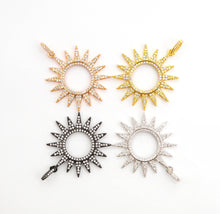 Load image into Gallery viewer, CZ Micro Pave Hollow out Star/Sun Pendant/Charm,Cubic Zirconia Paved Charm, Necklace Bracelet Charm Pendant, 33x36mm,sku#F503