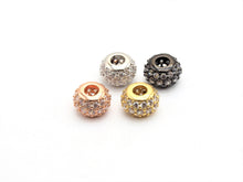 Load image into Gallery viewer, CZ Micro Pave Large Hole Rondelle Beads, Cubic Zirconia Pave Beads, 6mm/8mm/10mm Shamballa Ball beads, CZ Space Beads,sku#G412