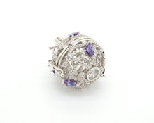 Load image into Gallery viewer, CZ Micro Pave Filigree Large Ball Pendant with Clasp, Cubic Zirconia Paved Charm,Necklace Bracelet Pendant, 28x20mm,sku#F528