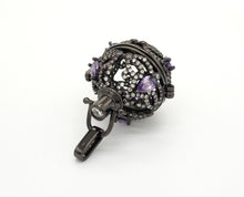 Load image into Gallery viewer, CZ Micro Pave Filigree Large Ball Pendant with Clasp, Cubic Zirconia Paved Charm,Necklace Bracelet Pendant, 28x20mm,sku#F528