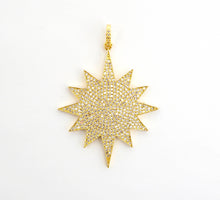 Load image into Gallery viewer, Large CZ Micro Pave North Star/Polar Star Pendant/Focal,Cubic Zirconia Paved Charm, Necklace Bracelet Charm Pendant, 40x50mm,sku#F505