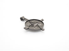 Load image into Gallery viewer, Black CZ Pave On Black Micro Pave Round Compass Pendant/Charm with Star ,Cubic Zirconia Pendant, 38x50mm, sku#F529/F411