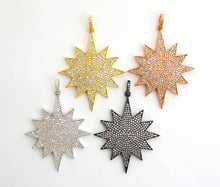 Load image into Gallery viewer, Large CZ Micro Pave North Star/Polar Star Pendant/Focal,Cubic Zirconia Paved Charm, Necklace Bracelet Charm Pendant, 40x50mm,sku#F505
